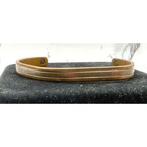 Copper Cuff Bracelet 8" 1/2" Wide Rustic Adjustable Marked L